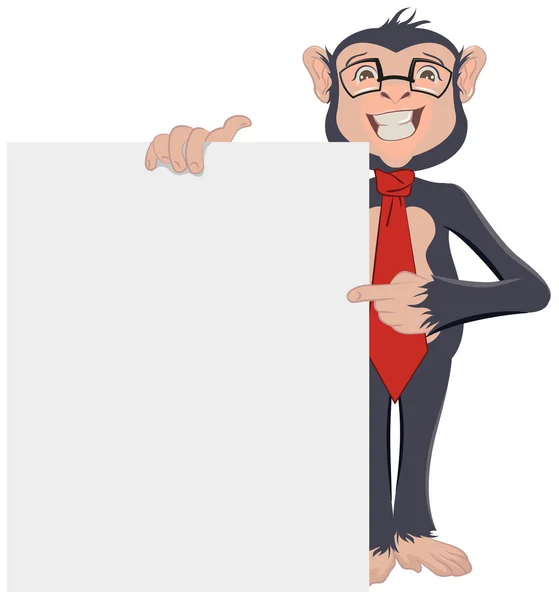 Monkey Businessman showing sheet of paper — Stock Vector