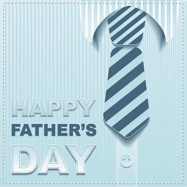 Striped tie on a background of the shirt. Template greeting card for Fathers Day — Stock Vector