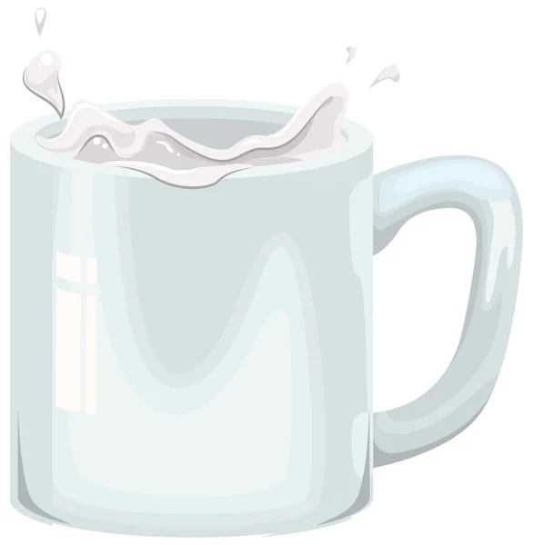 Cows milk splashing in white mug — Stock Vector