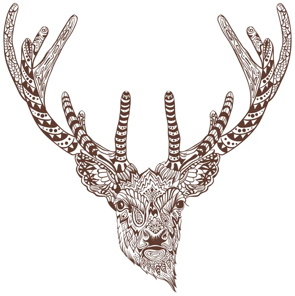 Antlered deer. Graphic drawing tattoo — Stock Vector