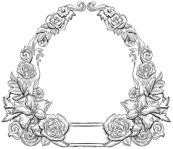 Monochrome floral frame Royalty Free Stock Illustrations