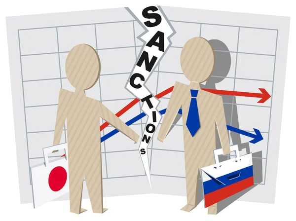 日本制裁俄罗斯对业务的负面影响 — 图库矢量图片