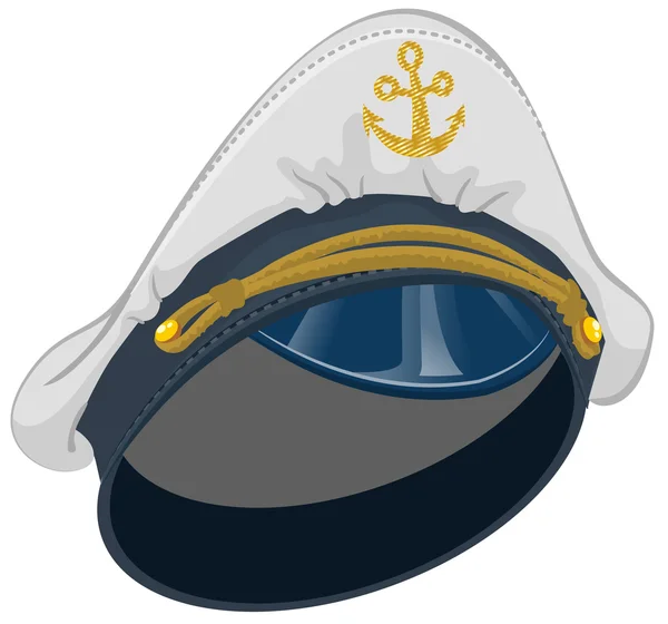 Gorra capitana blanca con ancla — Vector de stock