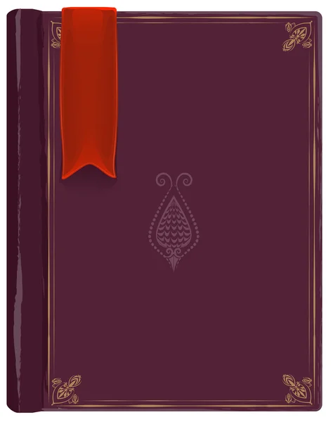 Закрита стара книга з червоною закладкою — стоковий вектор