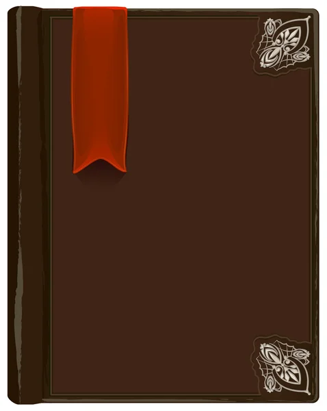 Closed brown book with bookmark — Stock Vector