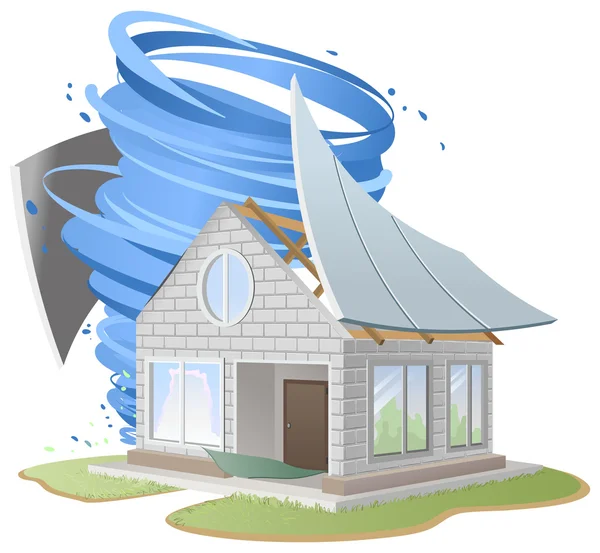 Ο τυφώνας κατέστρεψε στέγη σπιτιού — Διανυσματικό Αρχείο
