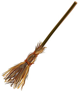 Witches broom stick. Old broom. Halloween accessory object clipart
