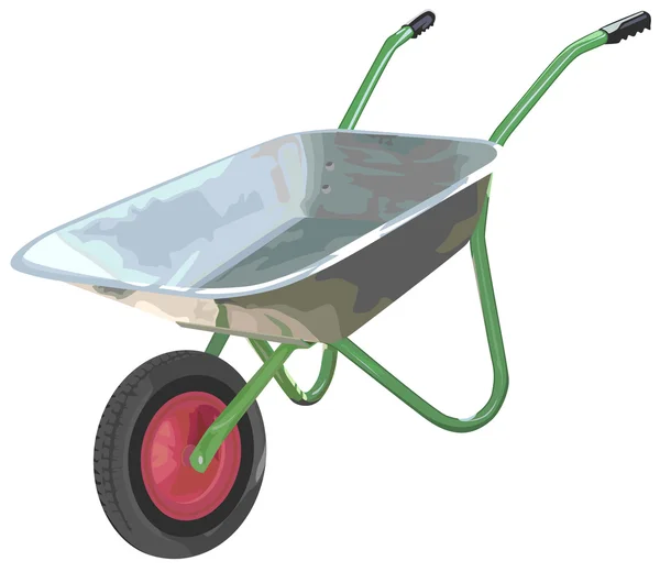 Gardening wheelbarrow on one wheel. The empty truck — Stockvector