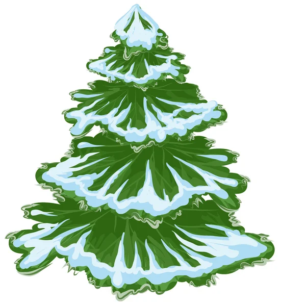 Vánoční strom na sněhu. Zimní strom jedle. Zelený strom — Stockový vektor