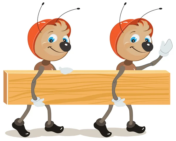Constructor de hormigas. Dos hormigas son bordo — Archivo Imágenes Vectoriales