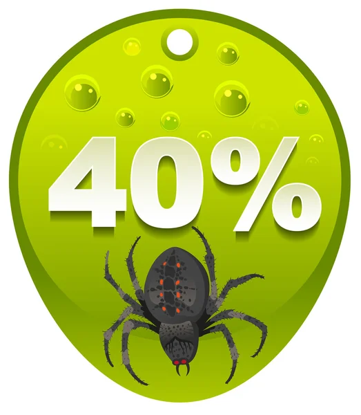 할로윈 할인 쿠폰 40%. 할로윈 거미 라벨 판매 — 스톡 벡터