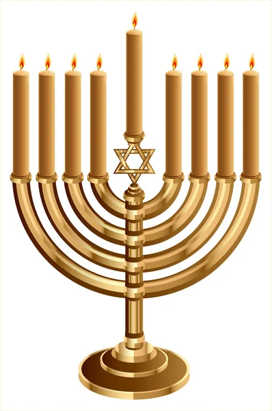 Portavelas Hanukkah con 9 velas. Candelabro para 9 velas — Vector de stock