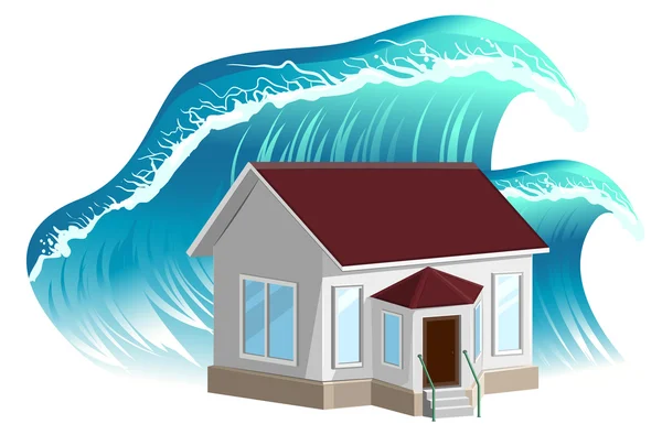 Σπίτι πλημμύρες. Ασφάλισης περιουσίας — Διανυσματικό Αρχείο