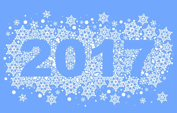 2017 tle płatki śniegu. Numer tekstu symbolu roku 2017 — Wektor stockowy