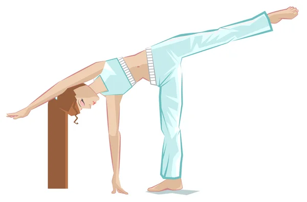 Ardha Chandrasana pose. Chica de yoga en pose creciente — Vector de stock