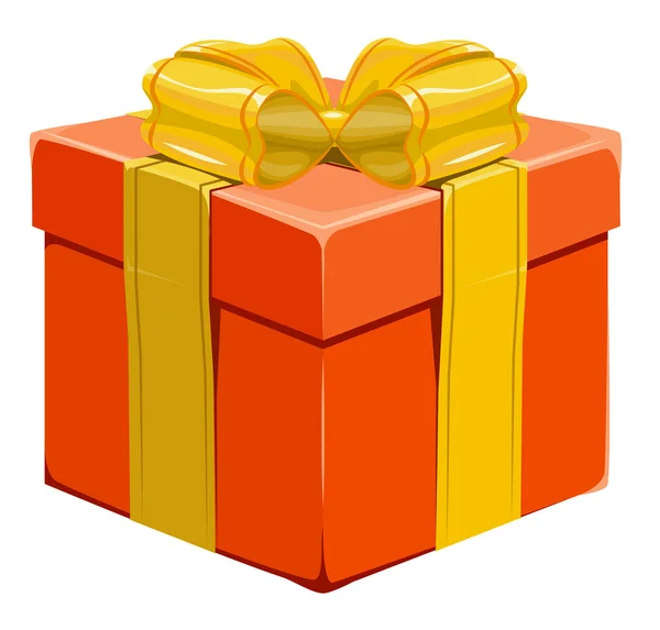 Caja de regalo cerrada naranja con lazo — Vector de stock