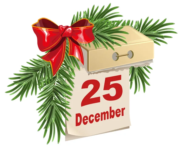 Σύστημα διαιρετών ημερολόγιο στις 25 Δεκεμβρίου. Παραμονή Χριστουγέννων — Διανυσματικό Αρχείο