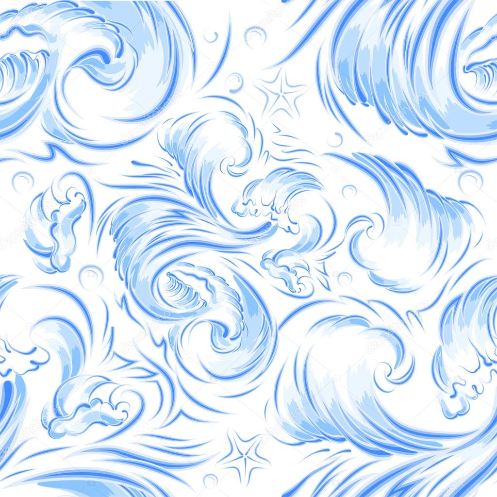 Blue sea wave. Seamless background texture