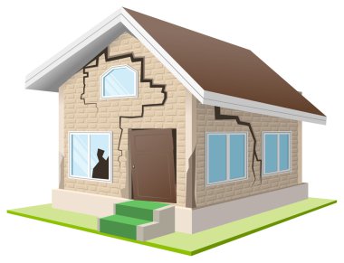 Deprem evi duvarına kırık. Tatil evi. Mülkiyet sigortası