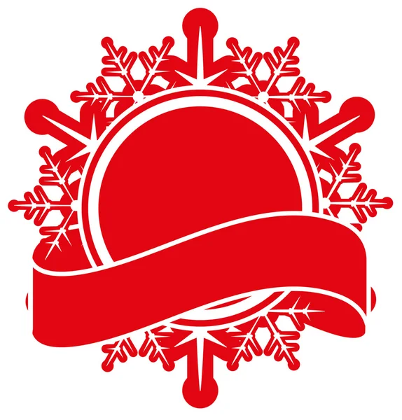 Rote Schneeflocke und Band. Vorlage für Weihnachtsetiketten — Stockvektor