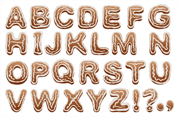 Lebkuchen-Alphabet. Backbuchstaben — Stockvektor