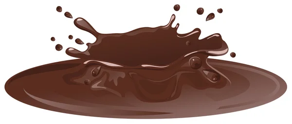 热巧克力的水坑里。棕色巧克力飞溅 — 图库矢量图片