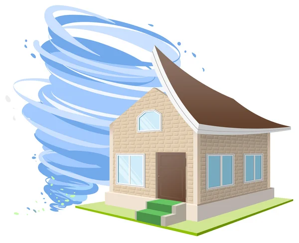 Hurricane winds blew roof off house. Property insurance — Stock Vector