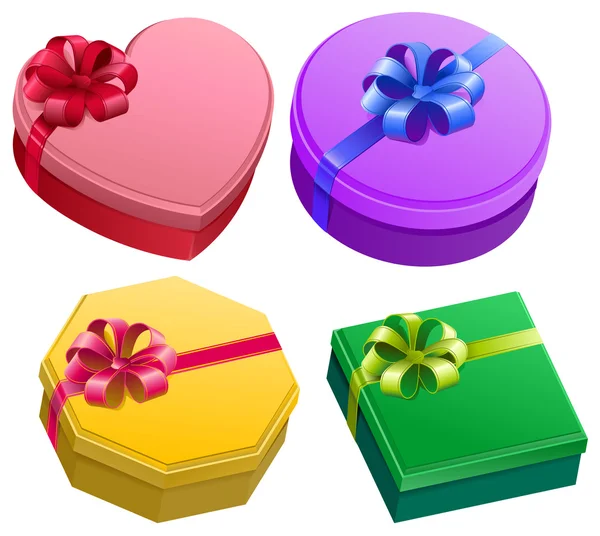 Set caja regalo con cinta y lazo — Vector de stock