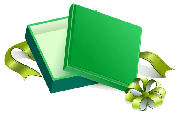 Grön öppen presentförpackning — Stock vektor