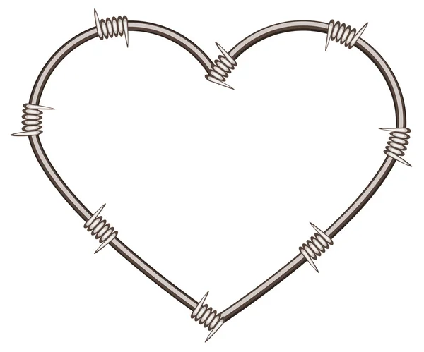 Heart shape of barbed wire — Stock Vector