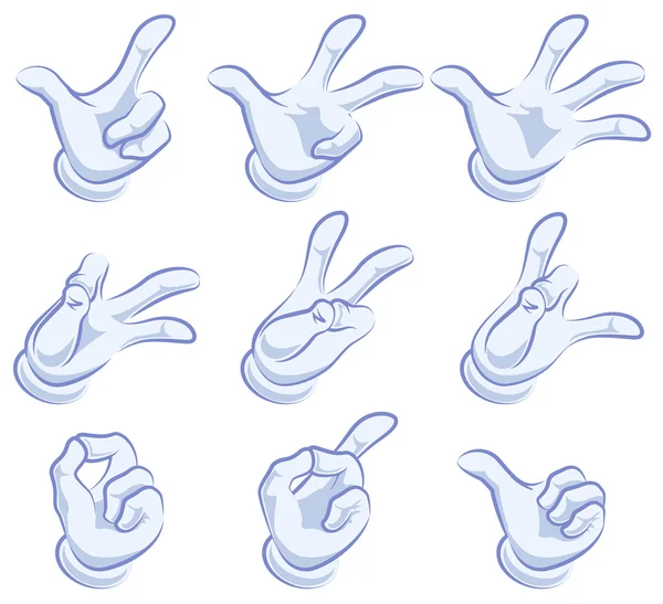 Set van handgebaren. Hand in de handschoen — Stockvector