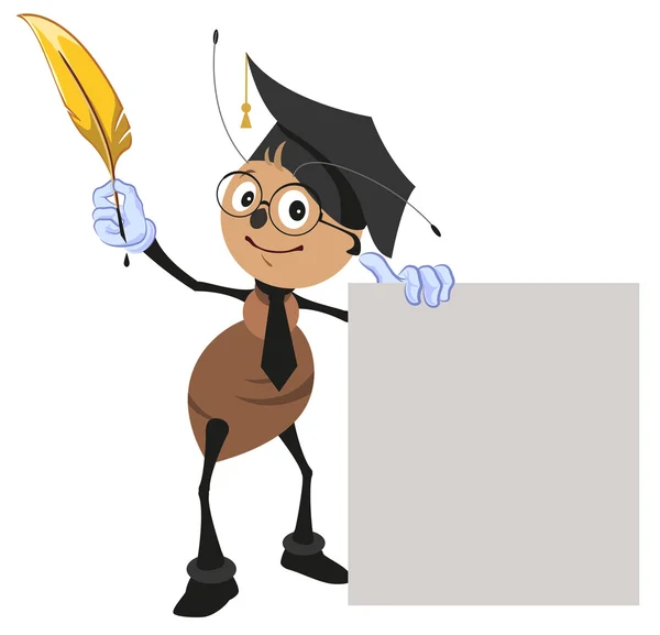 Ameisenlehrerin mit Stift und leerem Blatt — Stockvektor