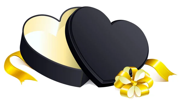 Regalo negro caja abierta forma de corazón — Archivo Imágenes Vectoriales