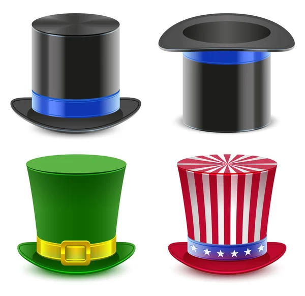 Set chapeau magicien cylindre. Oncle Sams chapeau — Image vectorielle