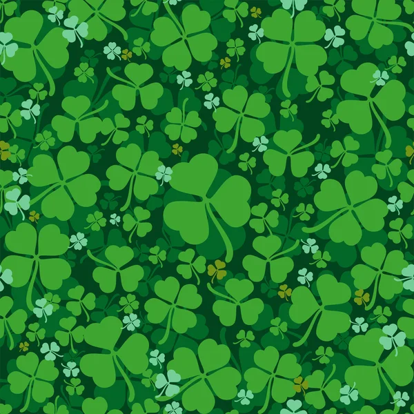 Feuilles vertes trèfle motif sans couture. Lucky Clover leaf. Trèfle à quatre feuilles et trèfle trifolié — Image vectorielle