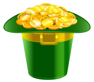 Patrick şapka altın dolu. Patrick yeşil şapka altın toka ile