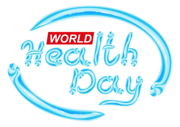 Día Mundial de la Salud. Texto de letras de pasta de dientes azul — Archivo Imágenes Vectoriales