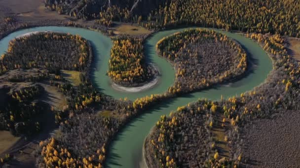 Horseshoe Curve Chuya River Altai Mountains Russia Letecký Snímek — Stock video