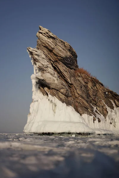 Île Ogoy Sur Lac Baïkal Hiver Sibérie Russie — Photo