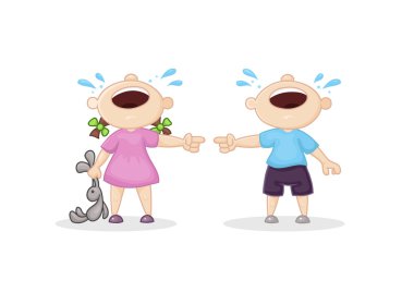 offended boy and girl clipart