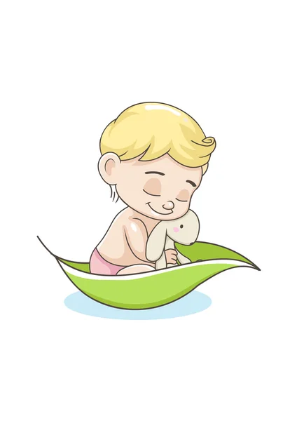 Baby boy with toy — Stock Vector