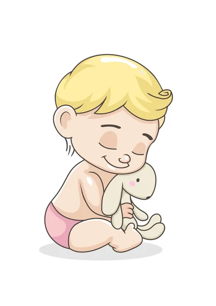 Baby boy with toy — Stock Vector