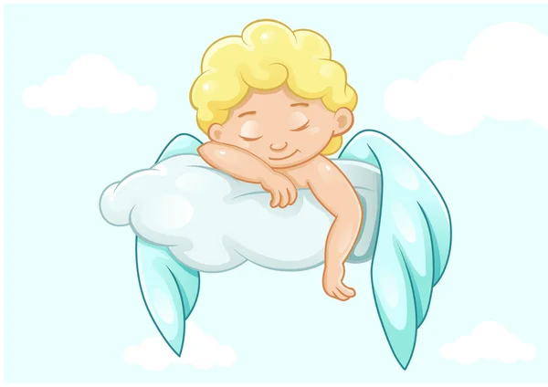 Cute sleeping little angel — Stock Vector