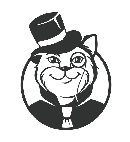 Caballero gato blanco y negro — Vector de stock