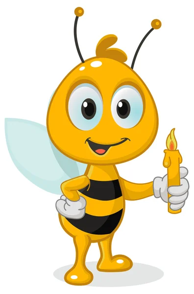 Cartoon Bee with candle — Stock Vector