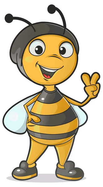 Bee gesturing victory sign — Stock Vector