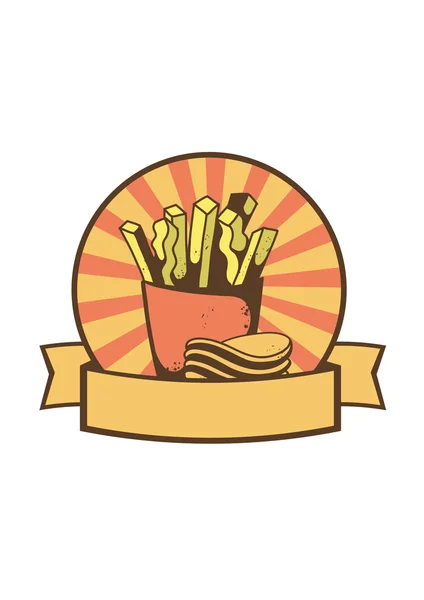 Banner mit Pommes und Pommes. — Stockvektor