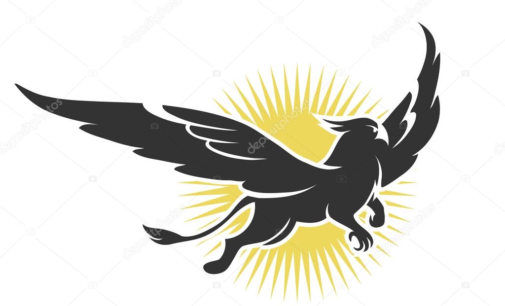 griffin on a background of the sun