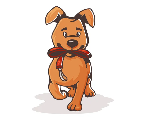 Perro de dibujos animados con el collar — Vector de stock