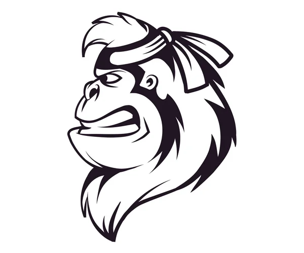 Gorilla ninja head logo — ストックベクタ